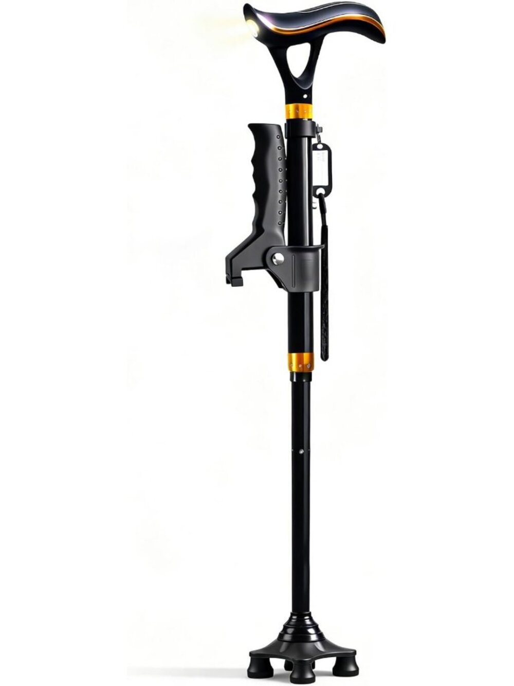 Foldable Walking Cane for Seniors - Dual Handle, LED Light & Safety Alarm